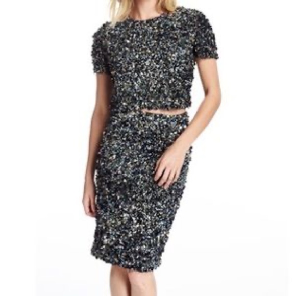 Haute Hippie Mosaic Sequin Pencil Skirt